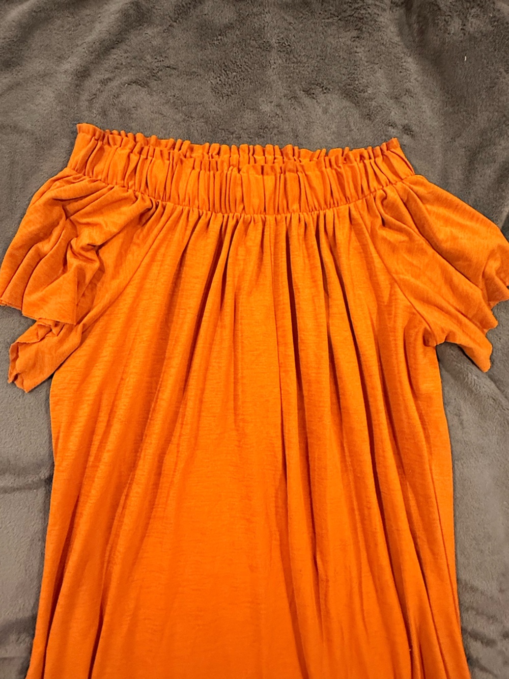 Zara Orange Off-Shoulder Smocked Neck Top Size Small